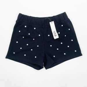 Mia New York Girls Black Studded Shorts Size M